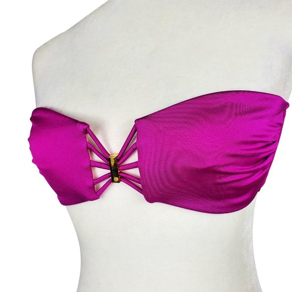 Victoria’s Secret Strapless Bandeau Magenta Bikini Top Women's Medium - Picture 3 of 7